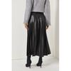 Women's Skirt Leather Look Elastic Waist Pleated Bell Skirt