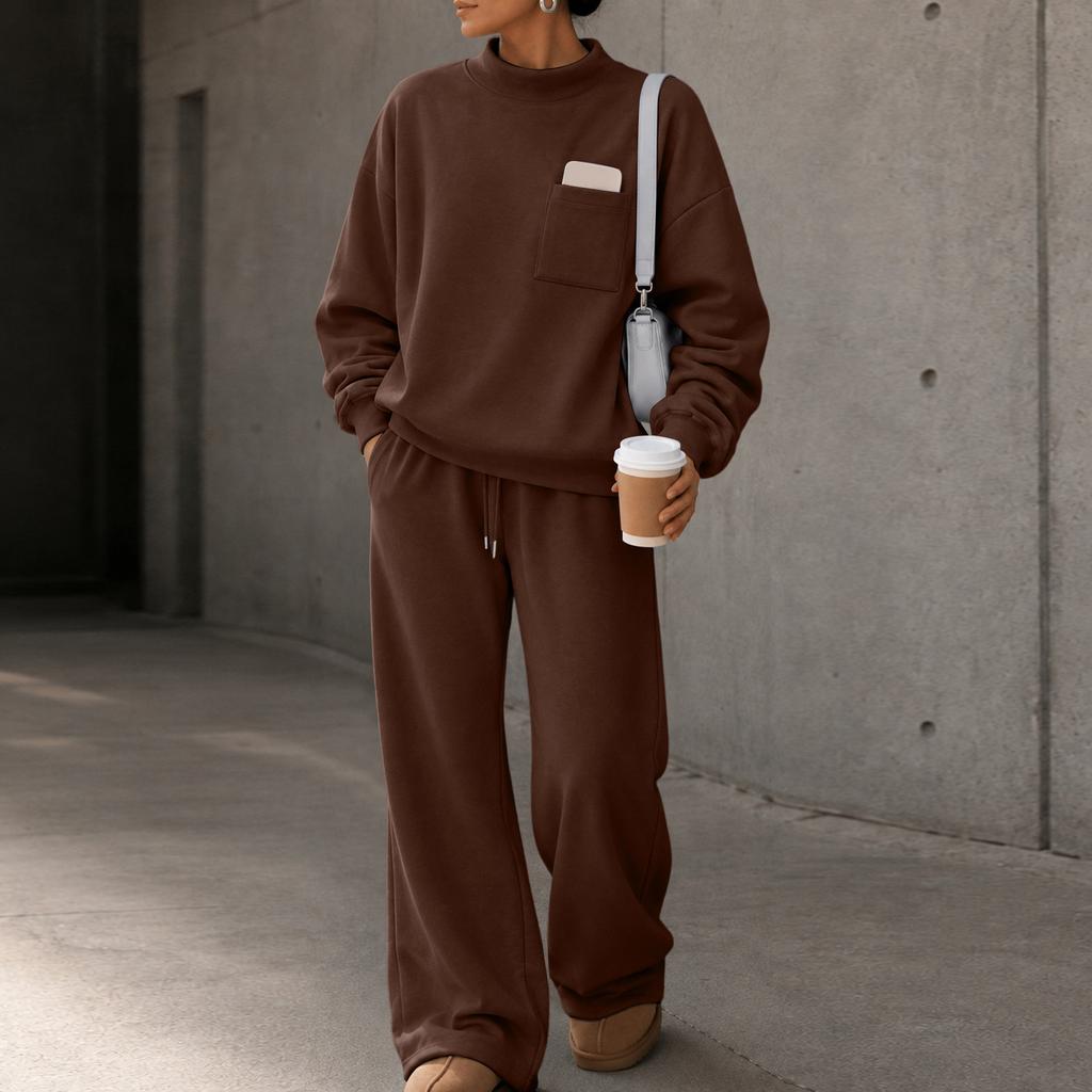 Women's Stylish Casual Long Sleeve Color 2 Piece Sweatsuit Set for Everyday Wear
