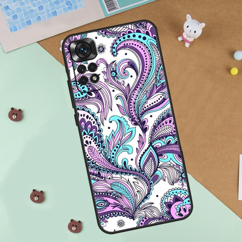 Indian Floral Henna Mandala Case For Xiaomi Redmi 14C 10C 12C 13C Cover For Redmi Note 13 Pro 14 9 10 11 12 10S 11S 12S