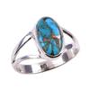 Natürlicher blauer Kupfer-Türkis-Edelstein 925 Sterling Silber Ring S.7 n4y94