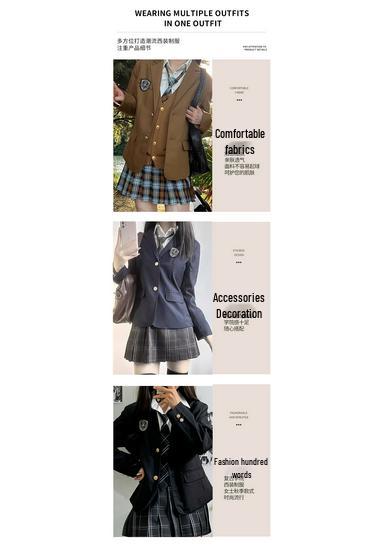 Japanese Style Mid-Length JK Uniform Blazer Set for Female Students - Spring & Autumn