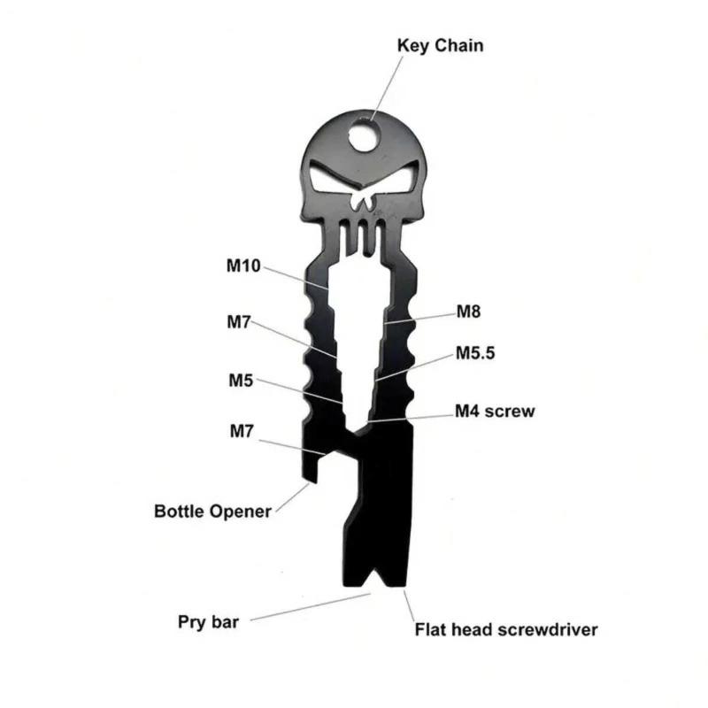 Skull Head Bottle Opener – Stainless Steel EDC Keychain Pendant, Portable Multi-Tool for Outdoor