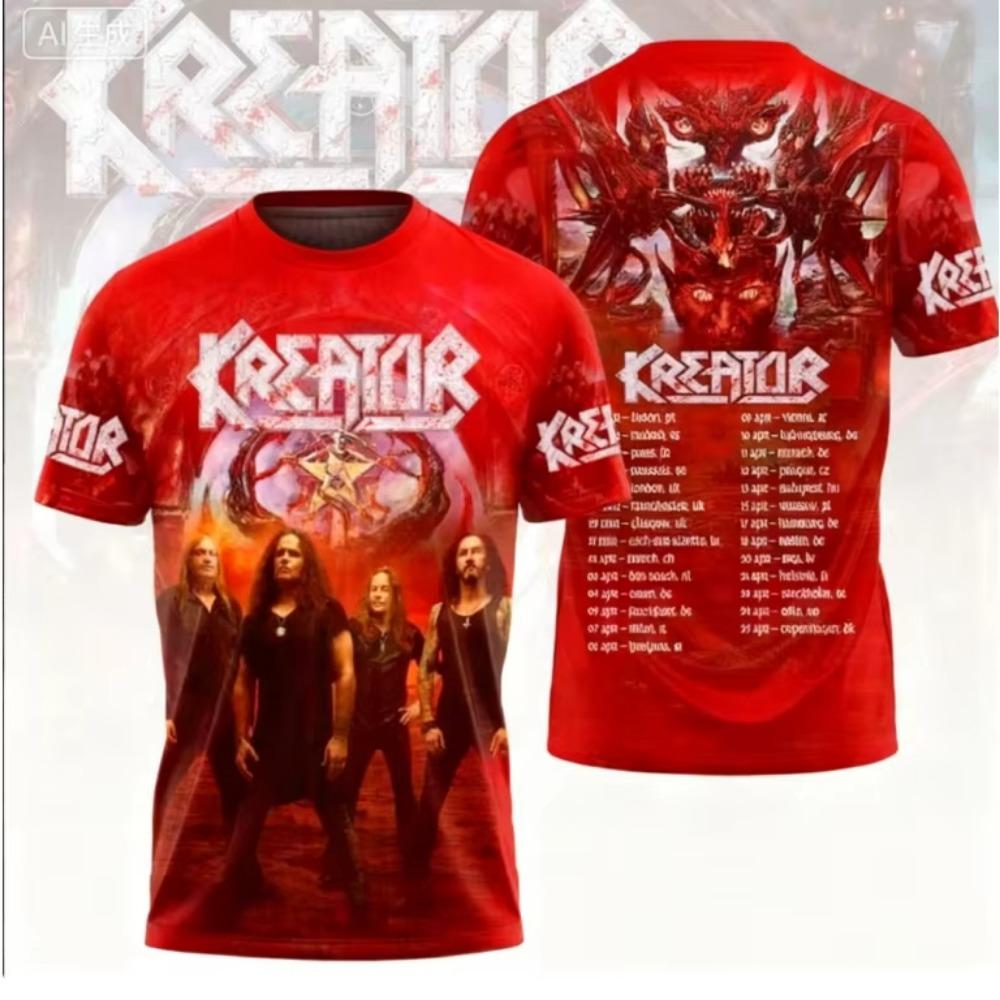 New Vintage Kreator 3d Print T-shirt Men Women Fashion Street Plus Size Sports Hip Hop Short Sleeve Tops Tee