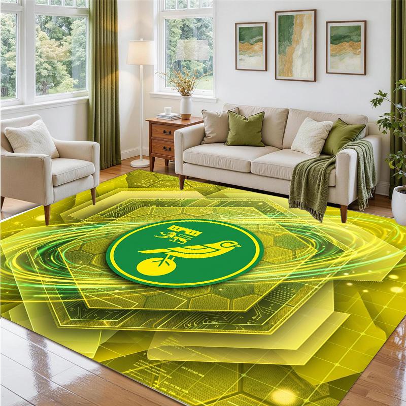 Norwich City Football Design Crystal Velvet Rug Soft Decorative Mat for Bedroom Entrance