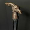 Copper Finish Gothic Dragon Head Cane Wooden Walking Stick Shift Gift