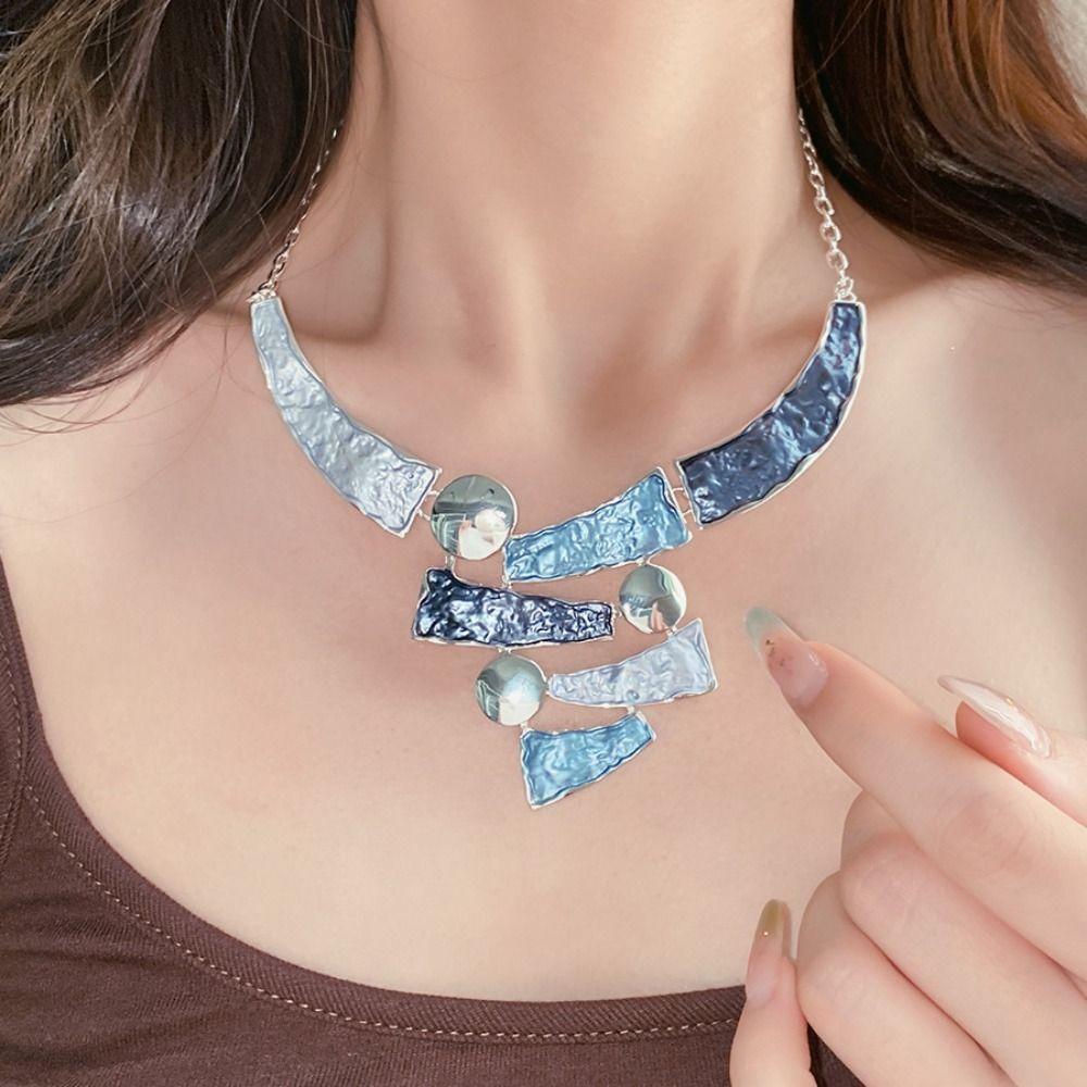 Geometric Line Women's Necklace Earring Set Exaggerated Multi Color Jewelry Set Daily Wear