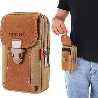 Smartphone Bag, Belt Mobile Phone Case, Nylon Cell Phone Case with Zipper, Men's Waist Pocket for Hiking, Camping, Climbing, Barbecue