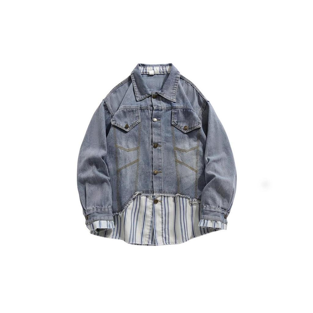 Unisex Retro Denim Motorcycle Jacket: Autumn/Winter Casual Trend, Loose Fit with Lapel