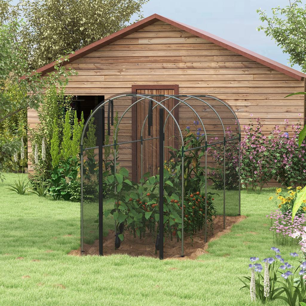 360 X 120cm Galvanised Steel Fruit Cage, Plant Protection Tent with Zipped Door, Black