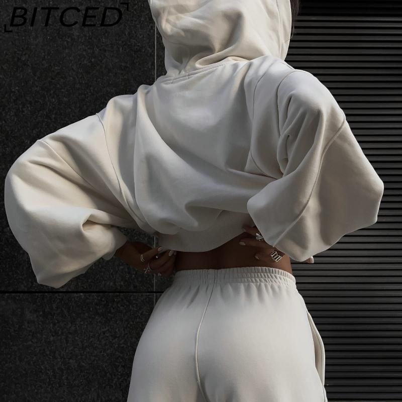 BITCED Casual American-style Autumn/winter Cardigan Set Sporty Streetwear-inspired Long-sleeved Women's Jacket and Trousers Two-piece