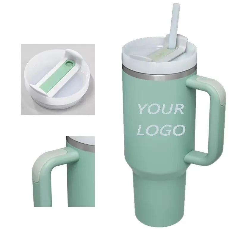 Steel Vacuum Insulated Tumbler Double Wall Vacuum Travel Water Bottle 40oz Insulated Tumbler with Straw Lid and Handle