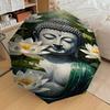 1PC Buddha LotusAutomatic Open/Close Umbrella with Windproof, 8-Rib Sturdy Canopy, Durable Ribs, Fashionable Design, Outdoor Accessory, Fun Prin, Holi