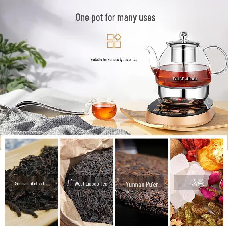 KAMJOVE 0.8L Automatic Glass Electric Tea Kettle CN plug (adapter included)
