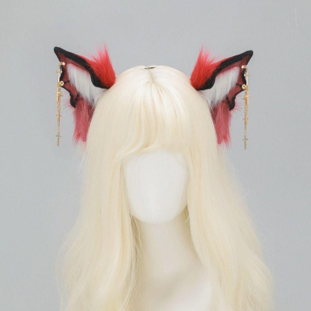 Plush Halloween Headband Bat Cosplay Bat Ear Headband Quirky Halloween Accessory Halloween Party