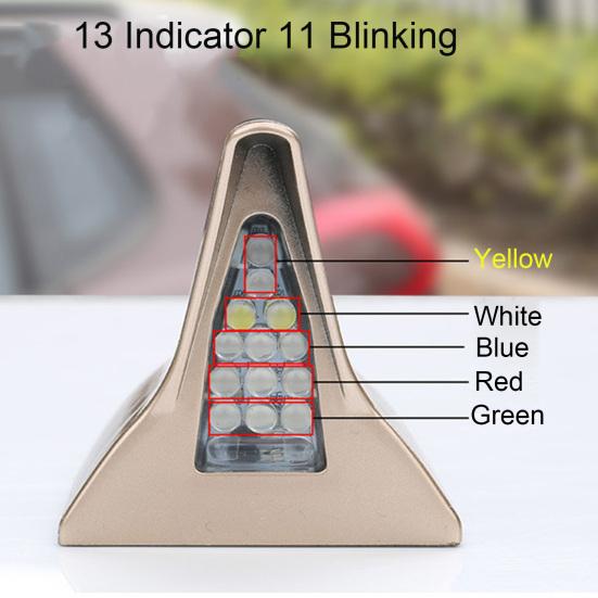 Güneş Enerjili Köpekbalığı Yüzgeçleri Anten Işığı Uzaktan Kumandalı Süper Parlak Yapışkanlı Evrensel SUV Van Otomatik 13 LED Uyarı Tavan Lambası
