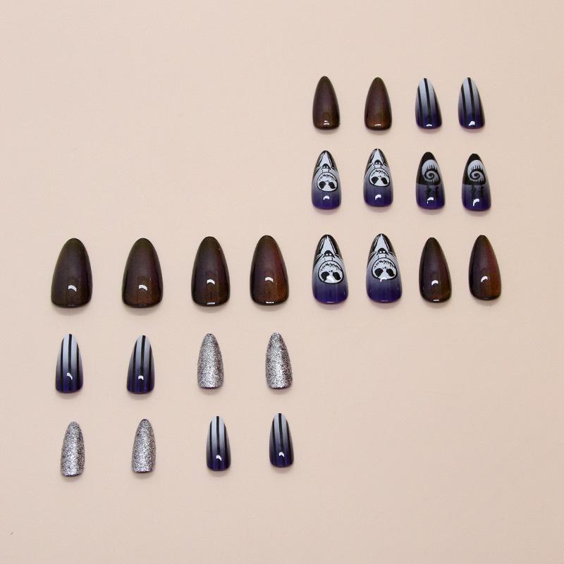 24pcs Halloween Cat's Eye Scare Ghost American Spice Girl Sweet Cool Dark Style Removable Nail Art