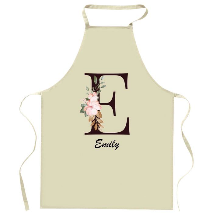 Tablier de cuisine - Emily - Motif Lettre - Coton résistant - Impression France