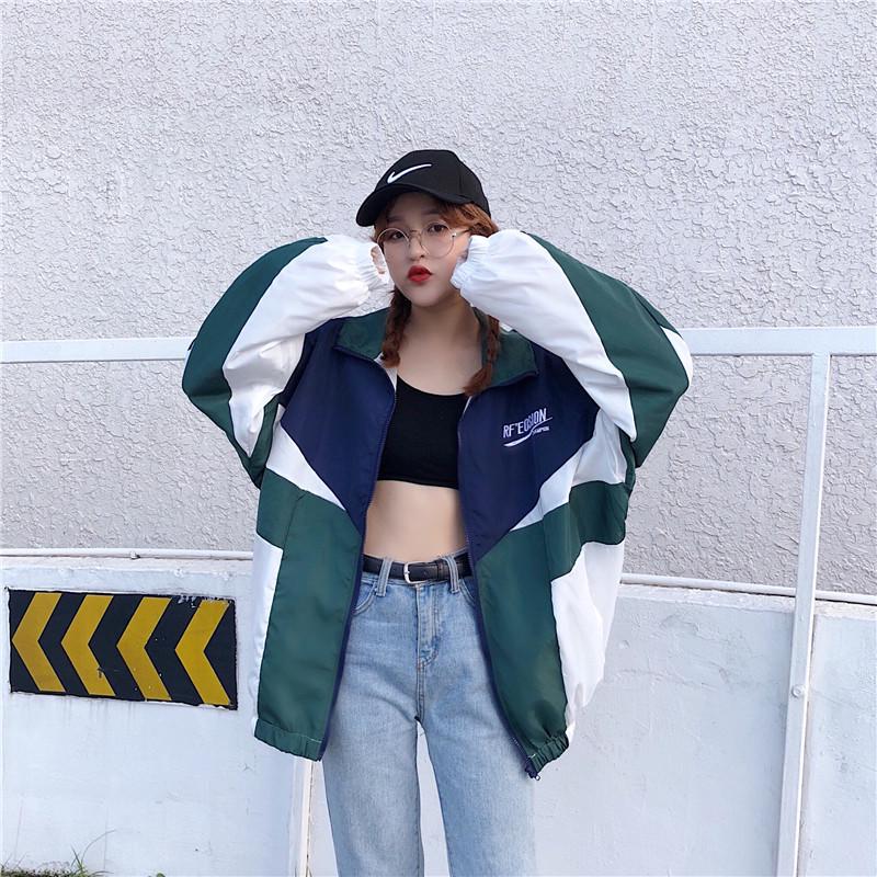 Kurtka Harajuku Color Block Patchwork - Unisexowy Letni Styl Uliczny