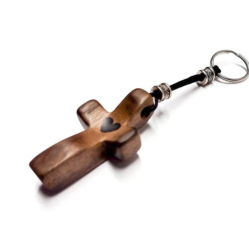 A Wonderful Present for The Holidays - Guardian Love Keychain Additions Pendant, a Unique Wooden Cross Keychain