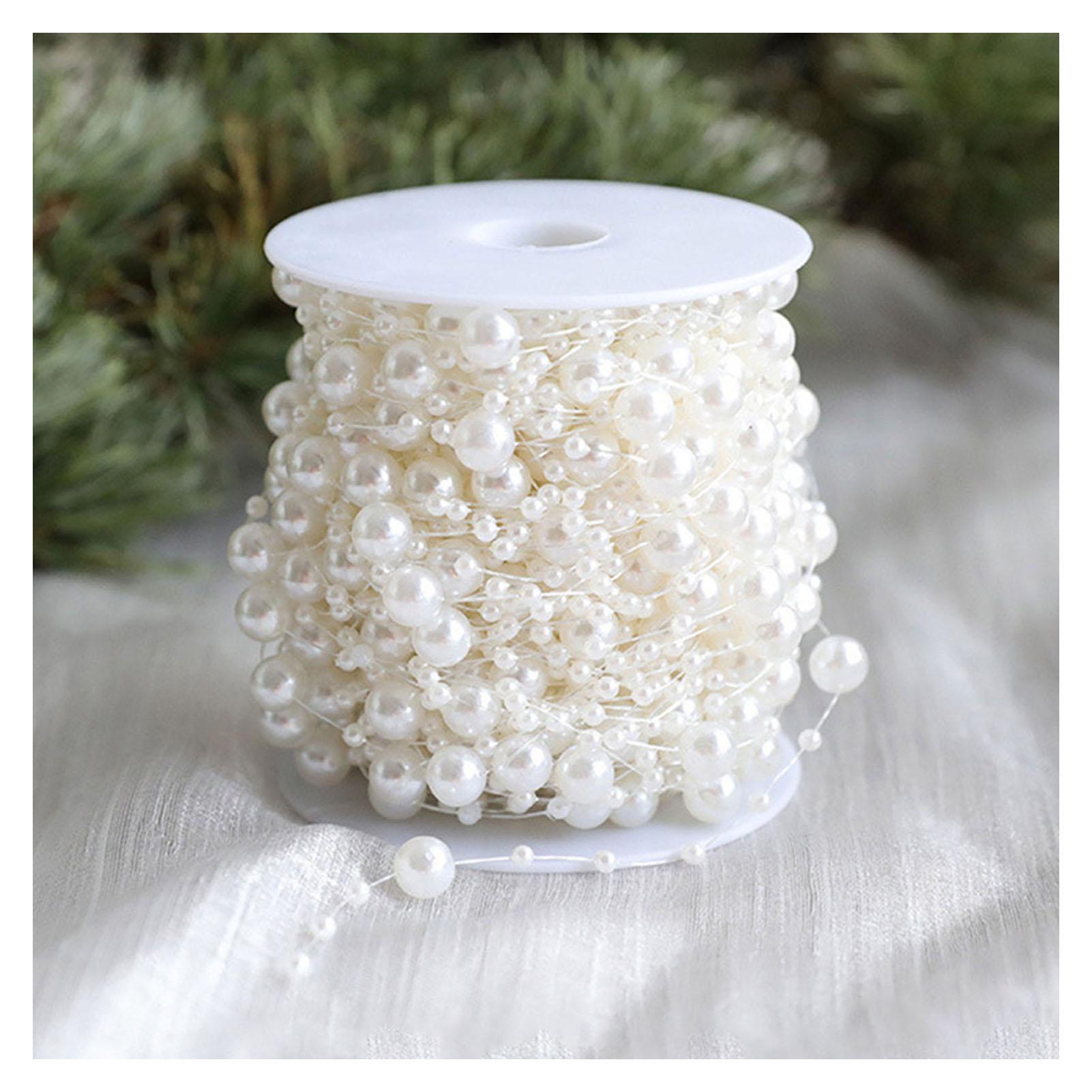 

10/30m Christmas Decoration Bead String Garland Artificial Plastic Beads Trim Garland Decor For Party Wedding New Year Xmas 2025 кремовый