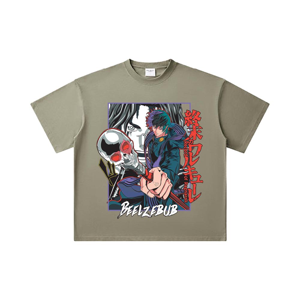 260 GSM Double Yarn 32 Count 100% Cotton Record of Ragnarok V4 Beelzebub Print Unisex Heavy Cotton T Shirt