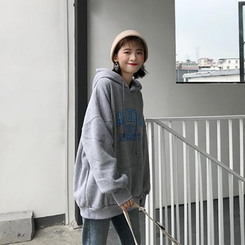 Damen Langarm Kapuzenpullover V-Ausschnitt Lockere Pullover Oberteile Einfarbig Sweatshirts