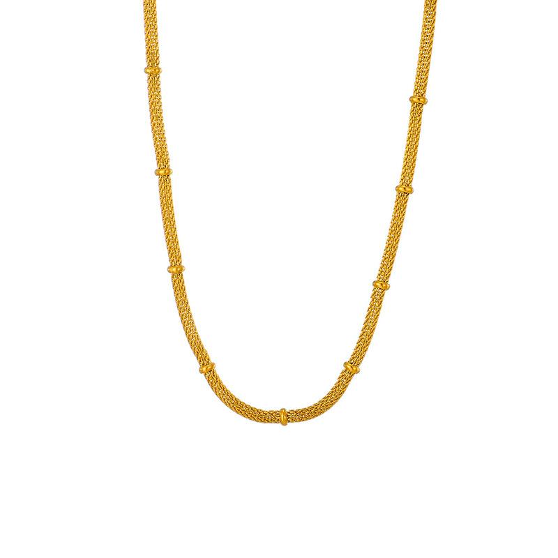 Gold Plated Mesh Chain Necklace with Spacer Beads Fashion Jewelry for Women