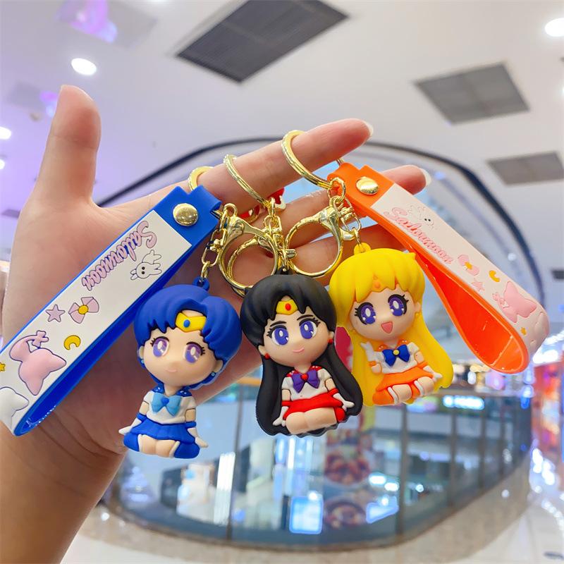 New Cute Sailor Moon Keychain Cartoon Epoxy Doll Bag Pendant Key Ring Small Gift