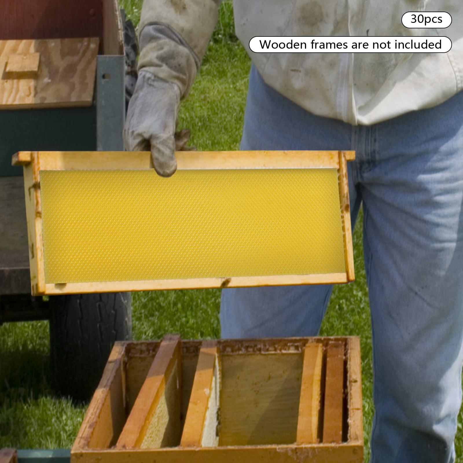 

Bee Hive Foundations 30 Pack Yellow Beehive Wax Coated Foundation Sheets for Beekeeping, 19.5x41.5cm Beehive Base Comb Sheets жовтий