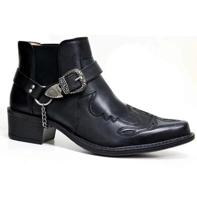 Luxe Herenlaarzen Mode Puntige Neus Enkellaars Kwaliteit Hoge Leren Laars Ketting Gesp Riem Ontwerp Herenlaarzen Cowboylaarzen