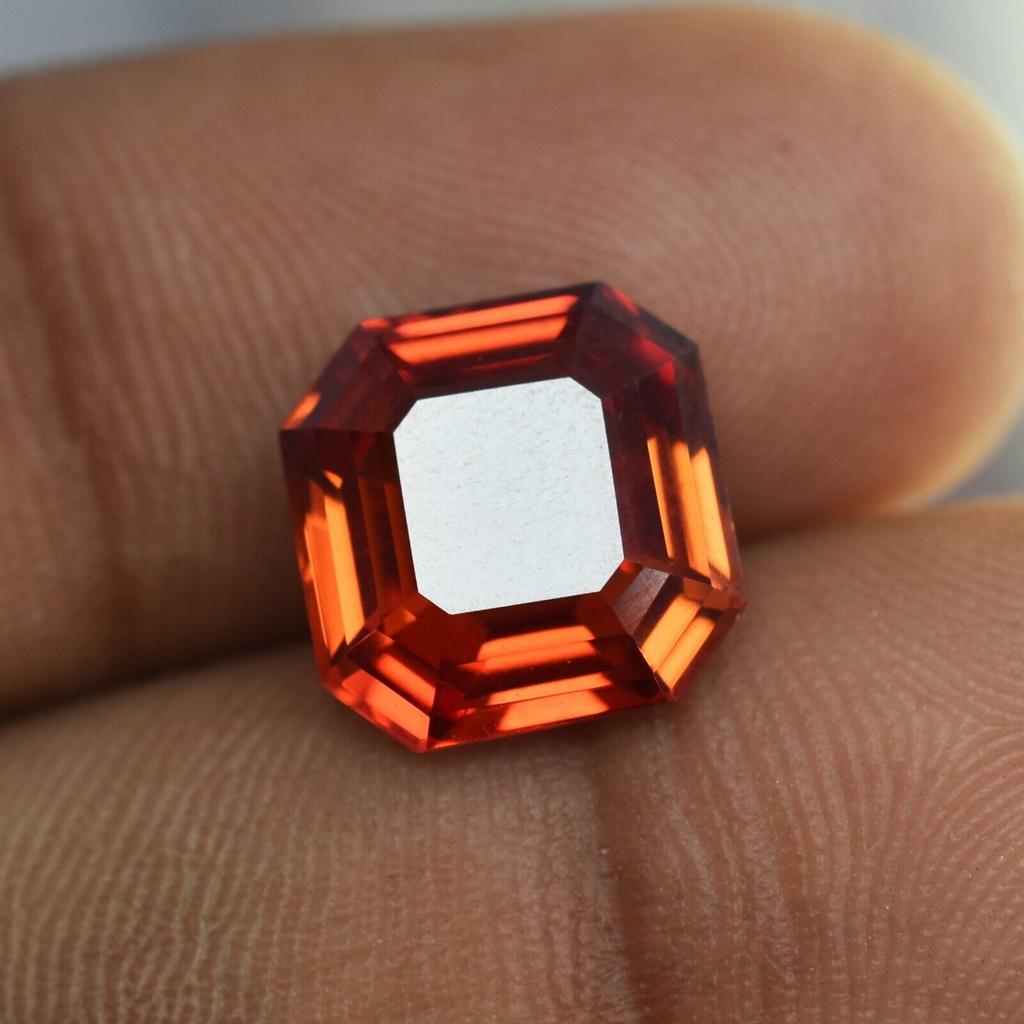 CERTIFIED Natural ORANGE Sapphire 6.20 Ct Mind Blowing SQUARE CUT Gemstones S-1841