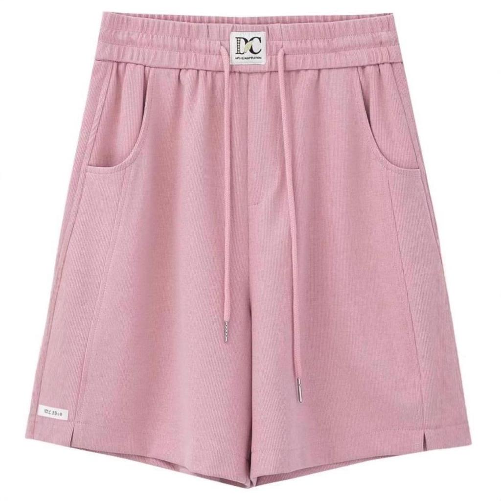 Women's Pink Wide-Leg Summer Sport Shorts, Loose Fit, Mid-Length, Casual Five-Point Pants, 2025 Hot Style