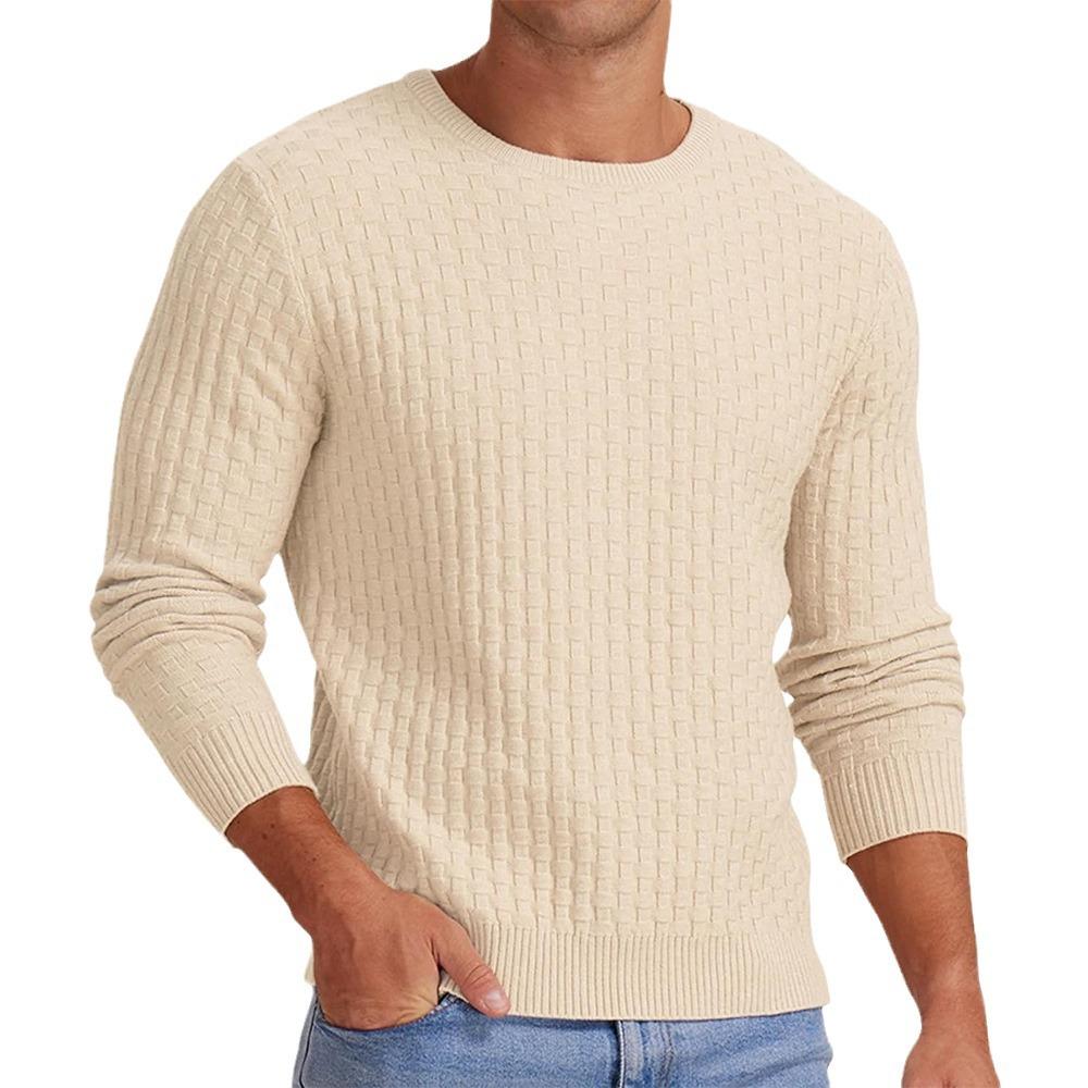 Men's Knit Sweater Round Neck Textured Pattern Casual Pullover Multi-Color Options