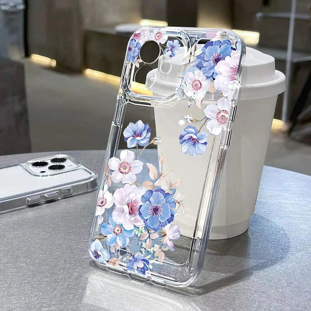 Flowers Phone Case For Xiaomi Redmi Note 14 13 12 Pro Plus 5G 12S 11 10 Redmi 13 12 14C 13C 12C Transparent Shockproof TPU Cover