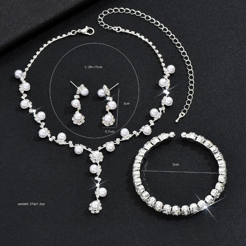 Crystal Rhinestone Necklace Earrings Bracelet Ring Jewelry Wedding Accessories Versatile Bride