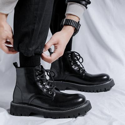 FashionHigh Top Boots For Men Leather Shoes Fashion Motorcycle Ankle Boots For Men Winter Boots Man Shoes Lace-Up Botas Hombre