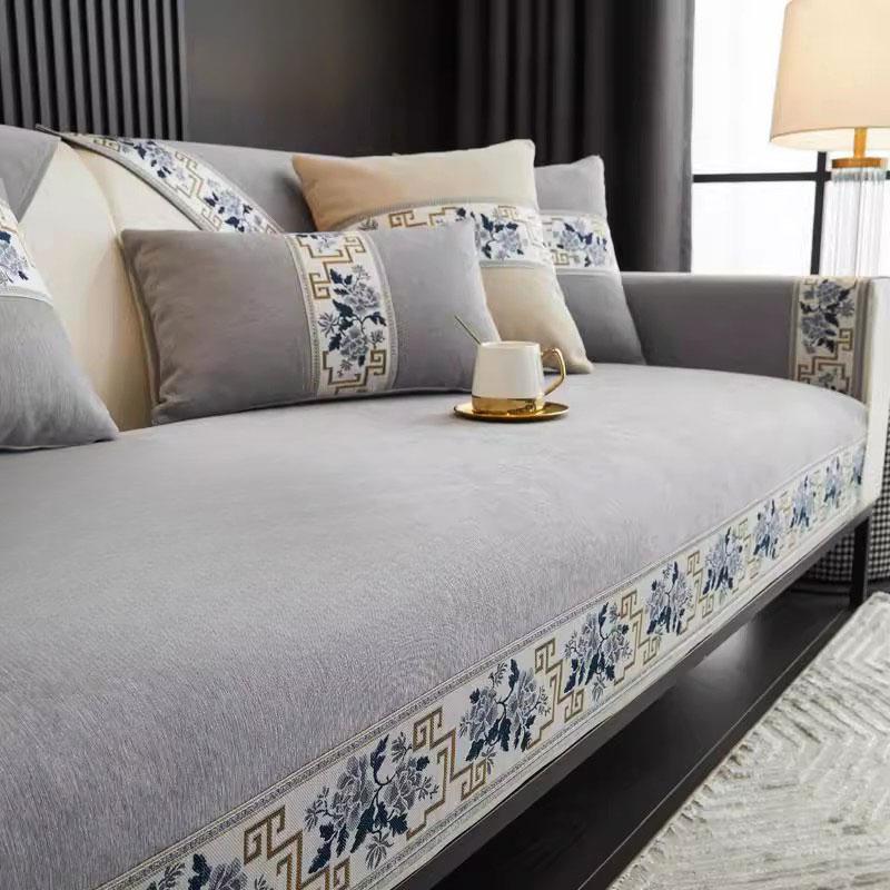 Embroidered Lace Chenille Sofa Cover for All Seasons Living Room Non-slip Sofa Seat Cushion Couch Slipcover Dustproof Sofa Towel