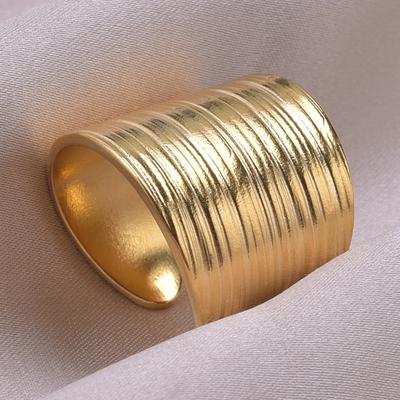 Chunky Unevenness Wide Ring Open Stainless Steel Rings For Women Men Accessories Indian Jewelry Vintage Finger Bague Femme Gift