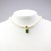 High-End Freshwater Pearl Necklace with Emerald Pendant - Women's Elegant Choker Gift
