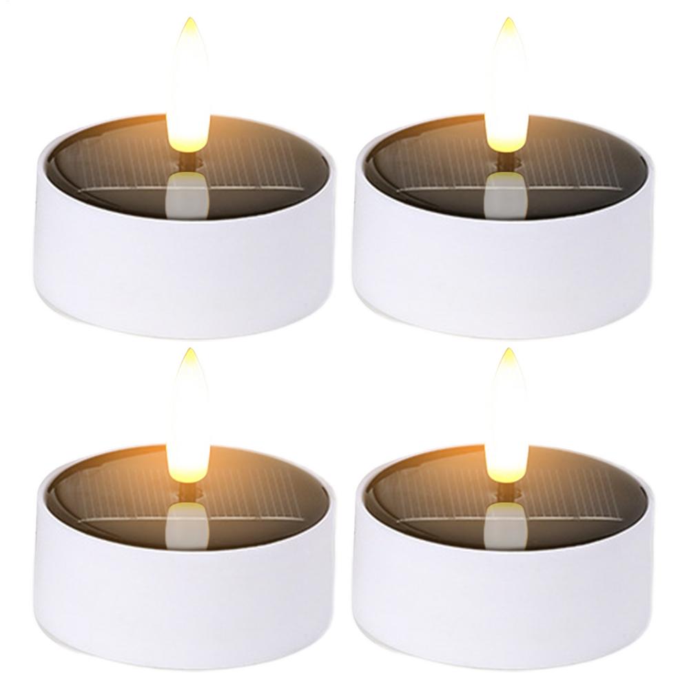 Solar Candles Flameless Fake Candle LED Lights For Outside 4 Pieces Waterproof Outdoor Decor For Halloween Decorations Pathway