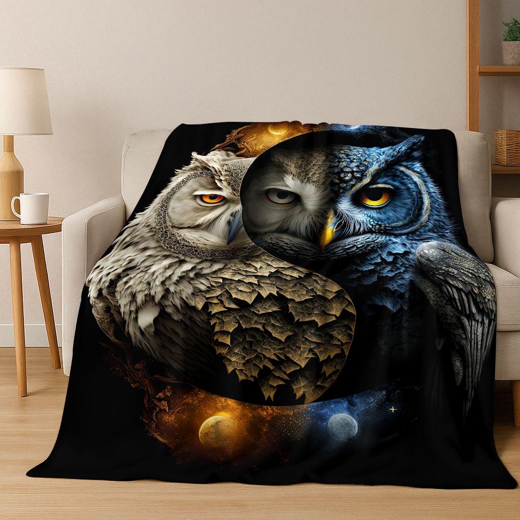 2026 New Mysterious Colorful Owl Cartoon Birds Flannel Blanket,Cozy Soft Throw Blanket for Home Bedroom Bed Sofa Cover Kids Gift