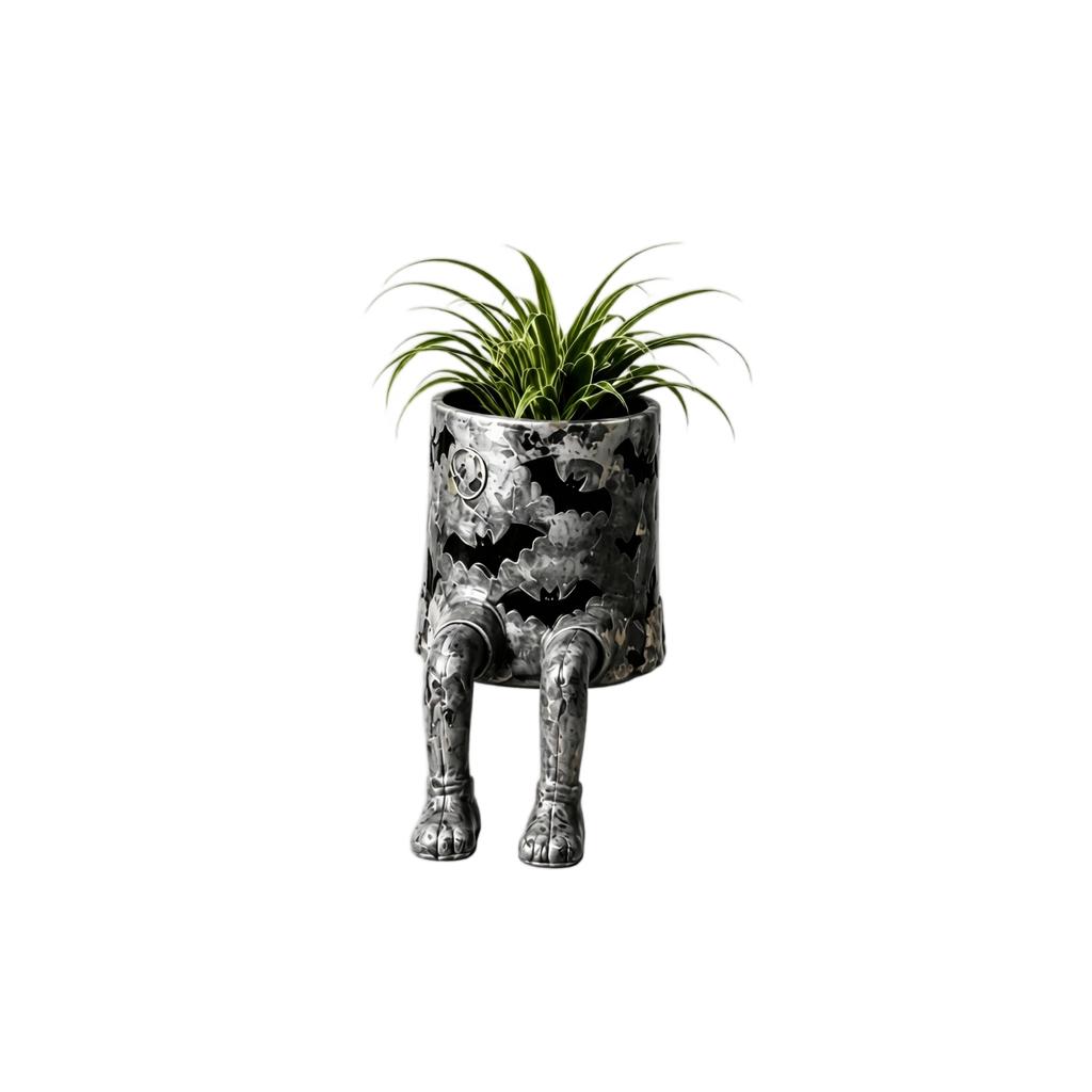 Halloween Resin Planter with Quirky Sitting Character and Dangling Legs for Indoor Home Decor