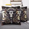 Vintage Western Cow Skull Throw Pillow Boho Sunflower Turquoise Print Decorative Cushion For Sofa Bedroom Living Room Cushion