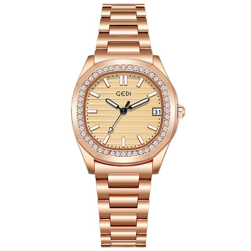 Gadi Fashion Womens Watch With Diamond Inlay Waterproof Quartz For Daily Wear