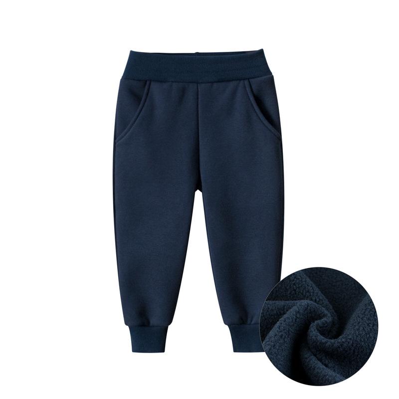 27kids Korean-Style Fleece-Lined Boys' Autumn/Winter Sports Pants - Solid Color Casual Trousers