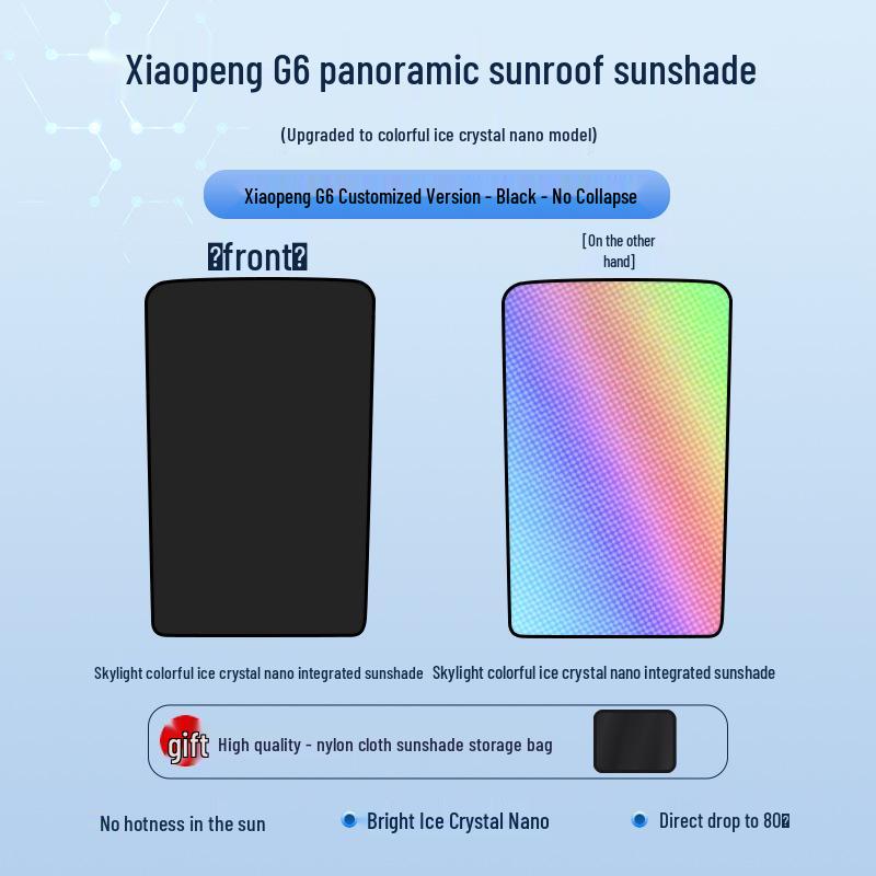 XPeng 23 G6 Sunroof Ice Crystal Sunshade: Heat Insulation, Sun Protection, Privacy Shield, Opaque