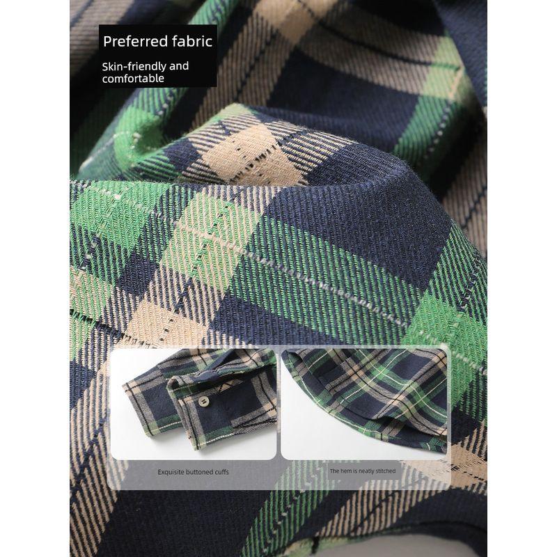 Right European Style Boys' Plaid Shirt 2026 Spring and Autumn New Children's Clothing Trendy Pure Cotton Jacket for Kids