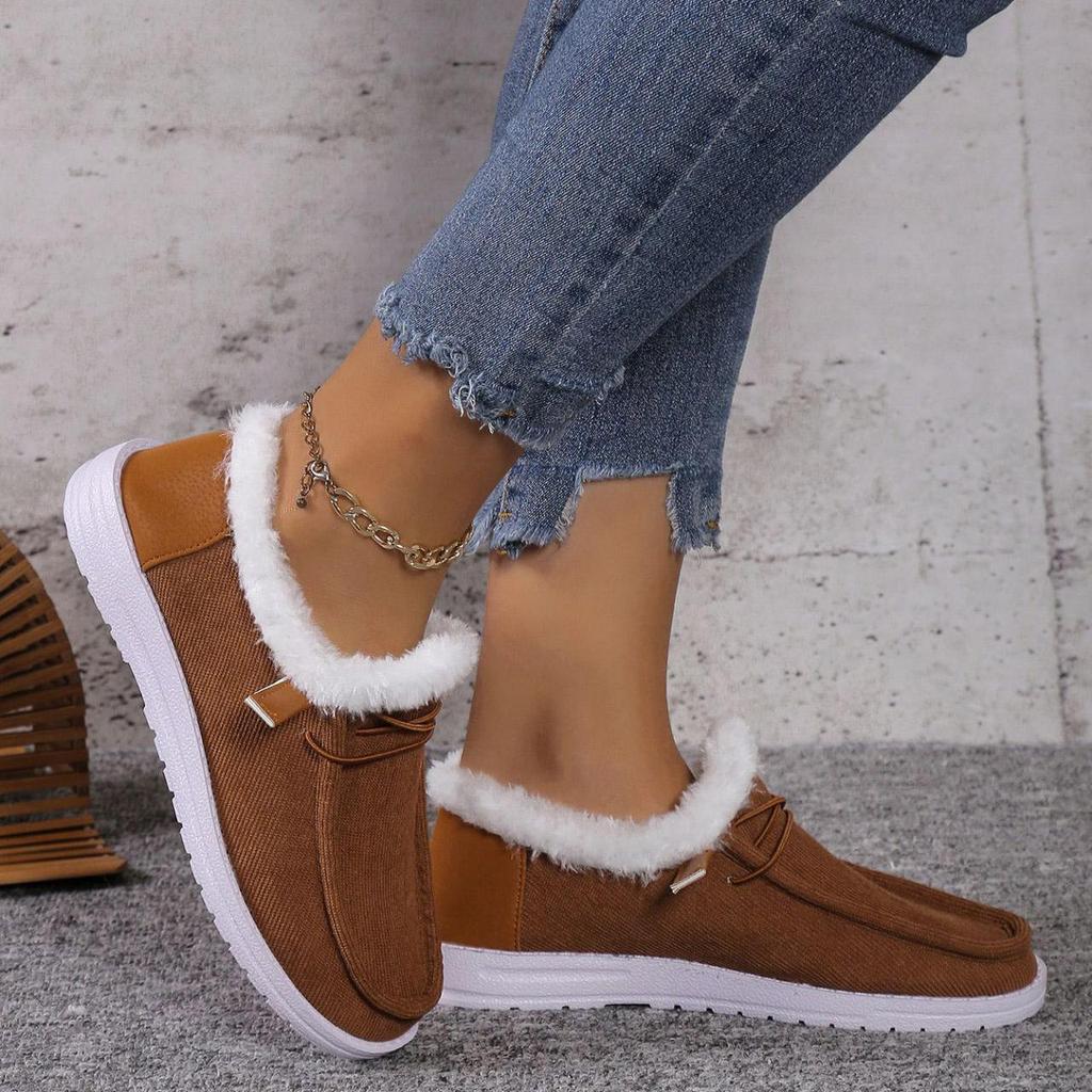 Large Casual Snow Boots Autumn Winter Round Head Short Tube Velvet Fleece Lace Up Cotton Boots Shoes 36-43