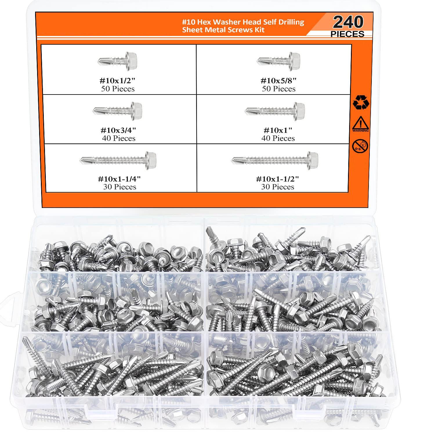 

Набор самонарезающих самосверлящих винтов с внешним шестигранником Washi 8 #10 #14 #шестигранная ласточкин хвост самонарезающий набор 240pcs