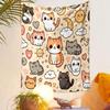 Cute Cartoon Cats with Clouds and Stars Patterned Tapestry Decorative Wall Hanging, Home Bedroom Living Room Decor